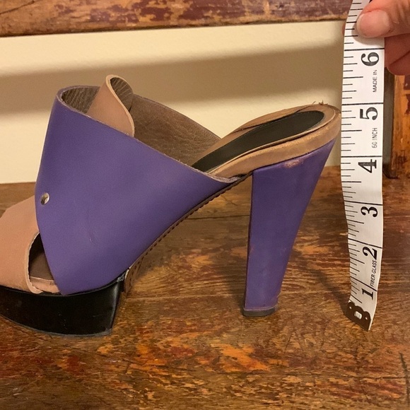 Marni Colorblock Sienna Tan Purple Platform Heels Mules - Picture 16 of 16